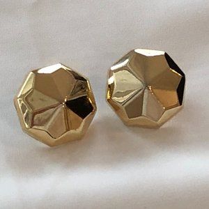 FABulous Vintage Pierced Earrings Faceted Gold Tone Metal Pointed Domes
